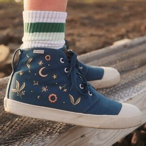 . Bangs Blue Moonlit Meadow Floral High Top Sneakers